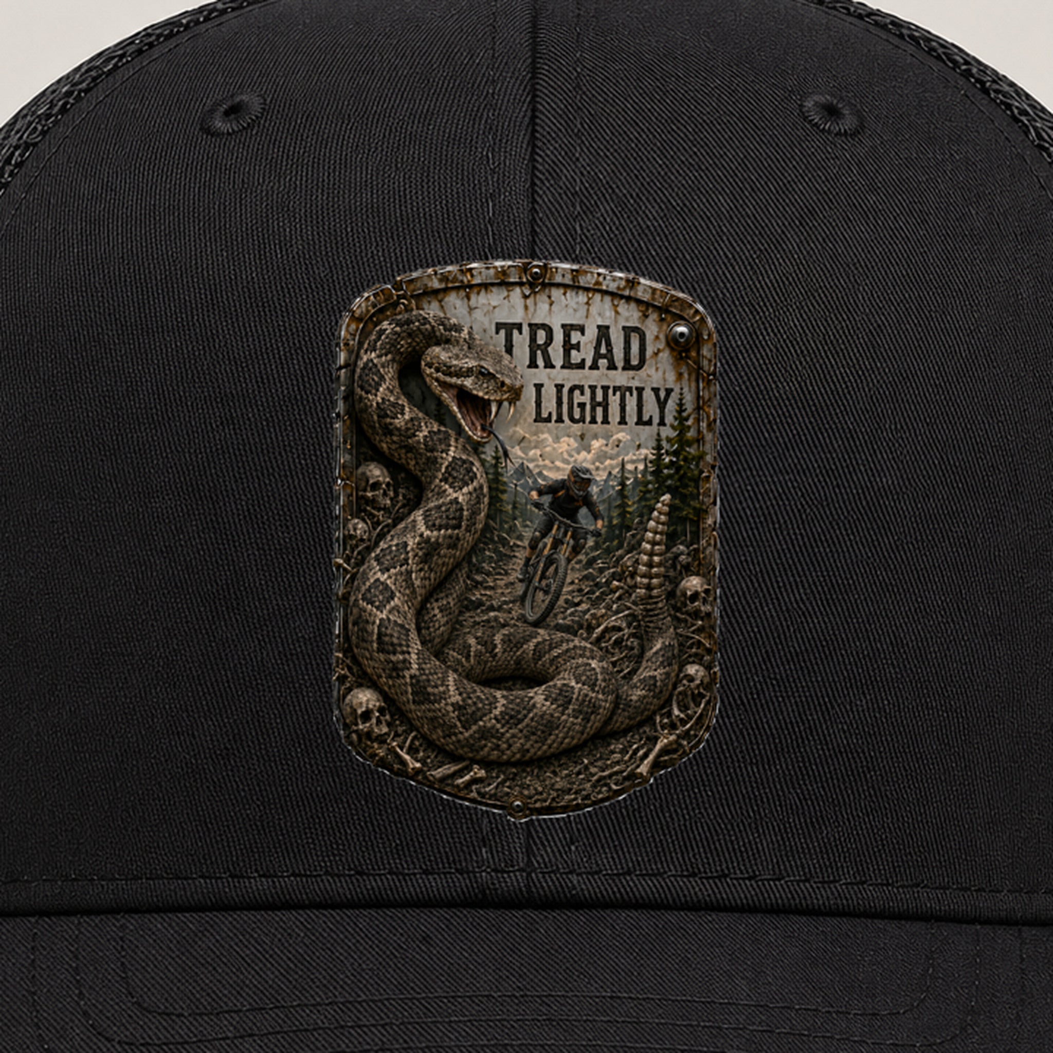 Tread Lightly Trail Relics Mid-Pro Curved-Brim Cap — front decoration close-up