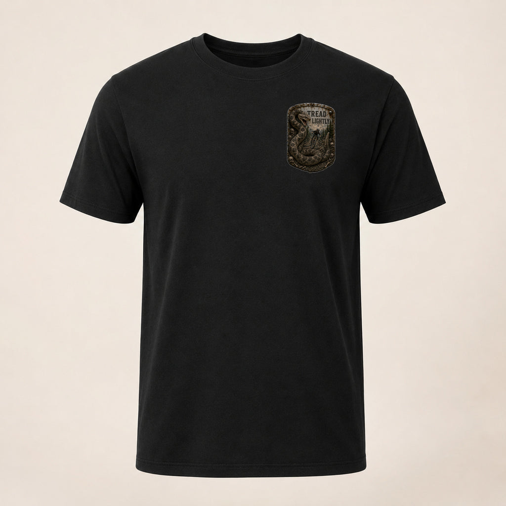Tread Lightly Trail Relics T-Shirt — front chest mockup