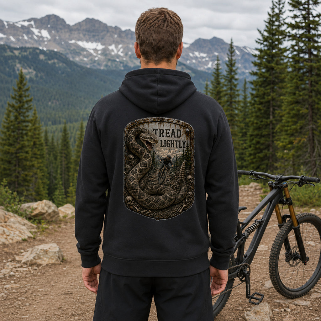 Tread Lightly Trail Relics Zip Hoodie — realistic lifestyle back view