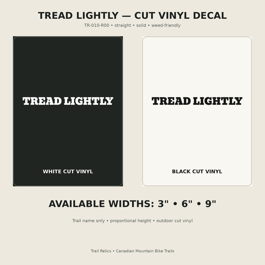 Tread Lightly Trail Relics Name-Only Cut Vinyl Decal — primary product mockup