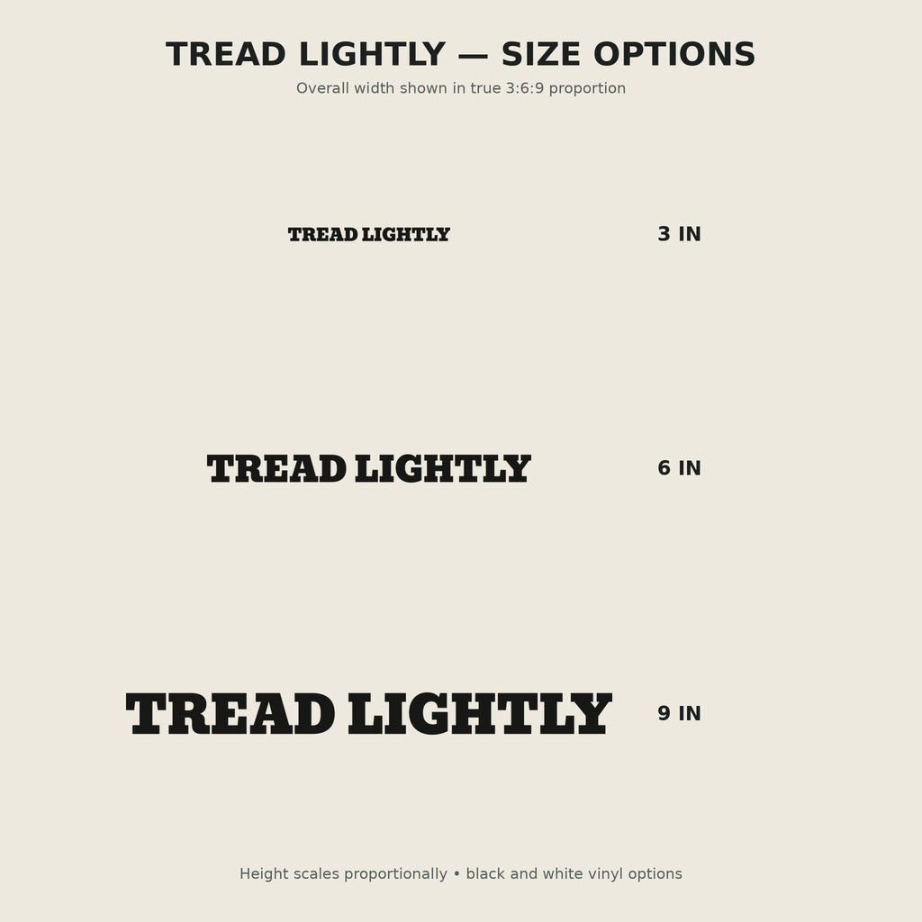 Tread Lightly Trail Relics Name-Only Cut Vinyl Decal — size options
