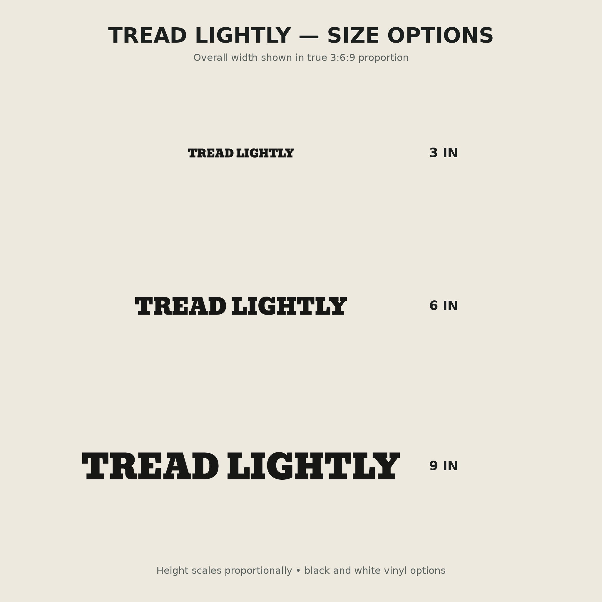Tread Lightly Trail Relics Name-Only Cut Vinyl Decal — size options